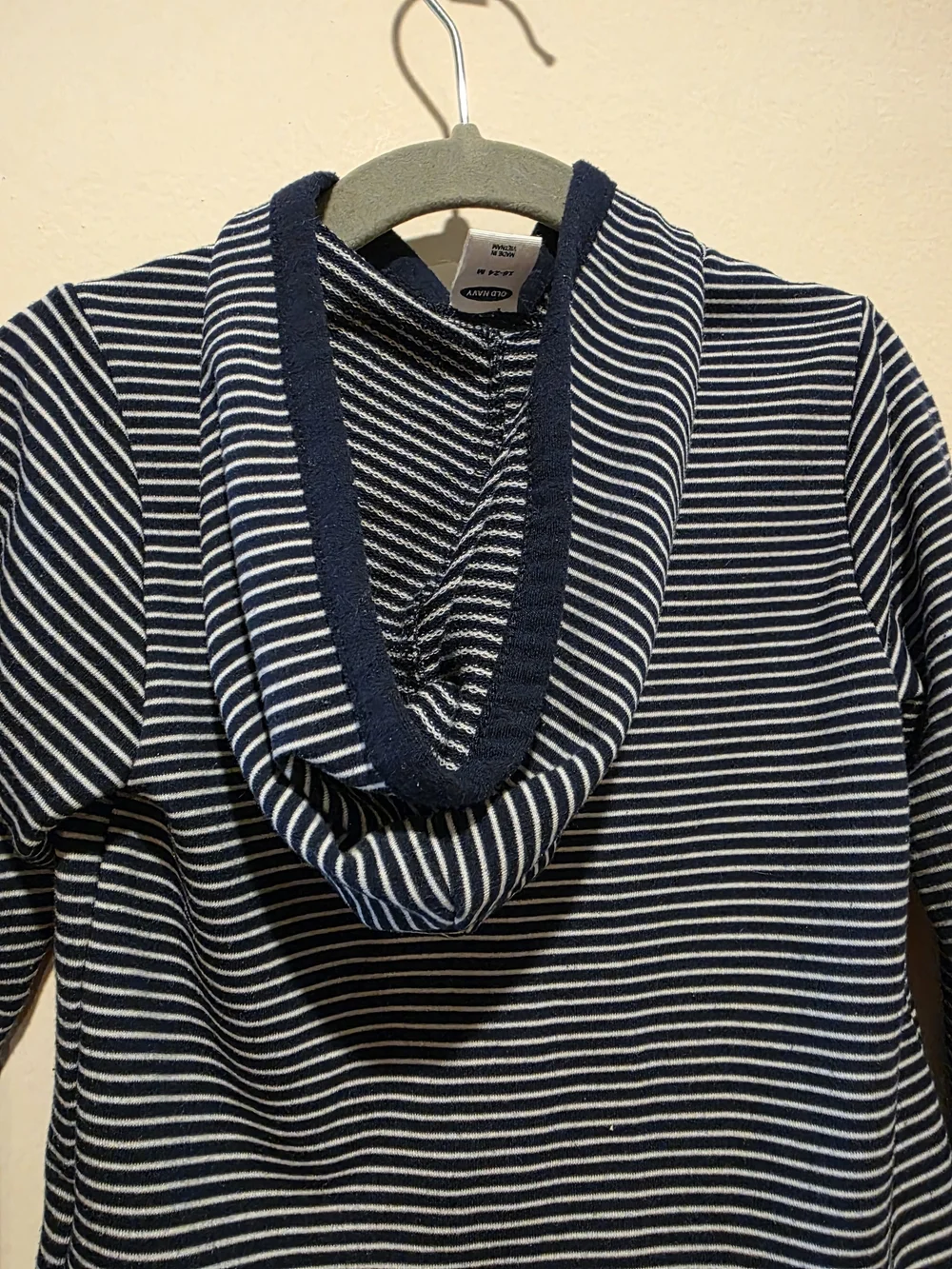 Old Navy Striped Navy & White Hooded Baby Jacket 18-24 Months